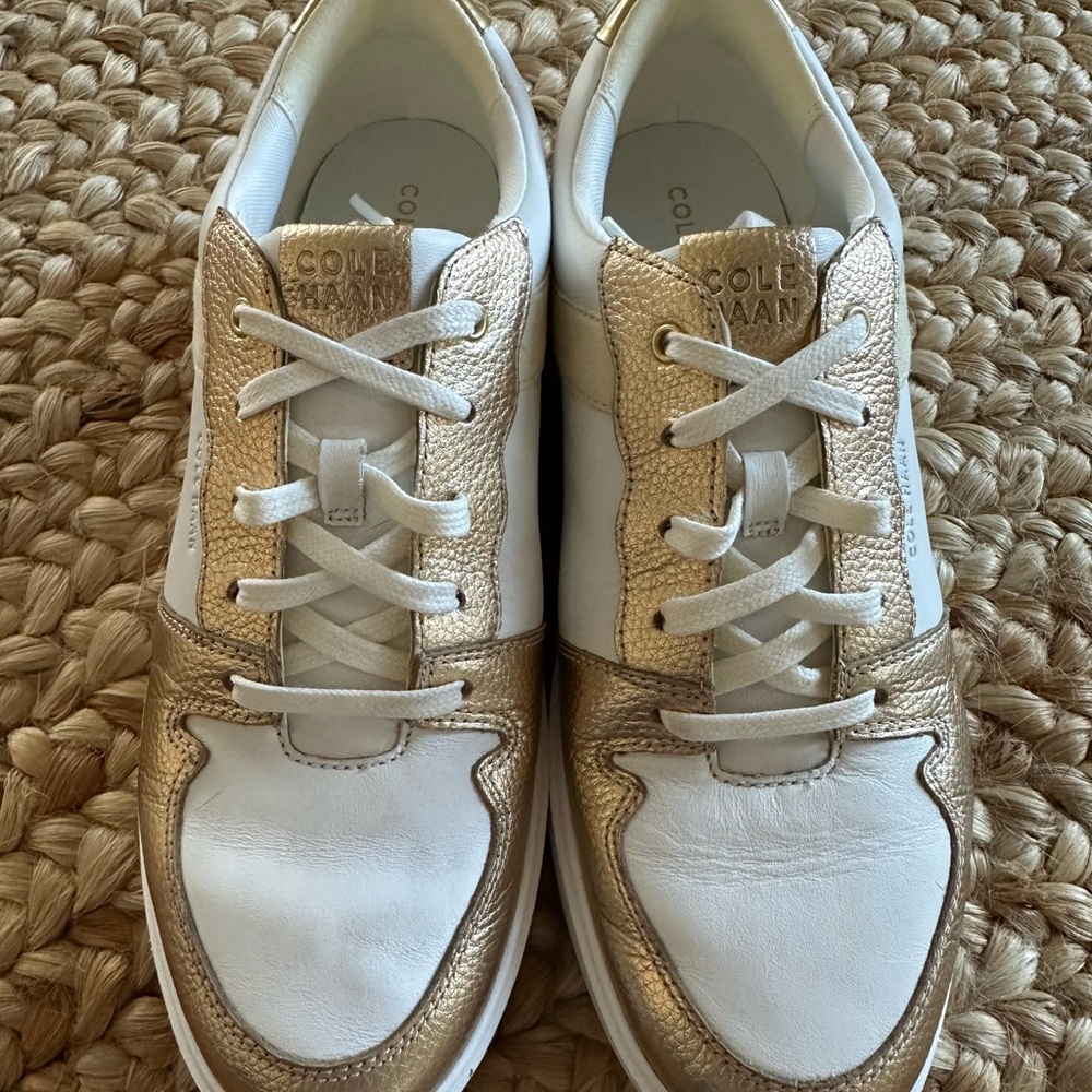 Cole Haan Women's White and Gold Sneakers